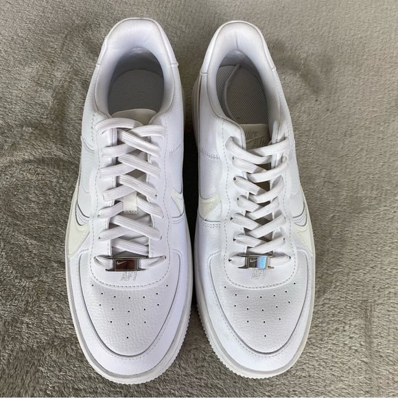 Nike Air Force 1 PLT.AF.ORM DJ9946-100 Womens 9.5 Triple White Running Shoes - Picture 8 of 12